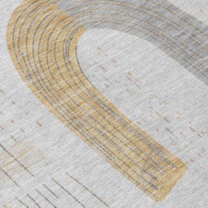 Homeroots 3' Stylish Geometric Washable Area Rug For Indoor And Outdoor Use - Durable And Stain Resistant Design Silver Polyester 618119