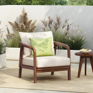 English Elm Christopher Knight Home® - 28" Outdoor Lounge Chair With Woven Backrest, Solid Wood Frame, Plush Cushions For Elegant Relaxation N767P255015D