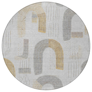 Homeroots 3' Stylish Geometric Washable Area Rug For Indoor And Outdoor Use - Durable And Stain Resistant Design Silver Polyester 618120