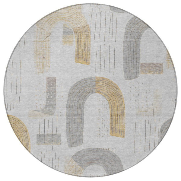 Homeroots 3' Stylish Geometric Washable Area Rug For Indoor And Outdoor Use - Durable And Stain Resistant Design Silver Polyester 618120