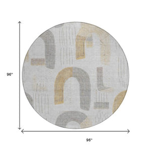 Homeroots 3' Stylish Geometric Washable Area Rug For Indoor And Outdoor Use - Durable And Stain Resistant Design Silver Polyester 618120