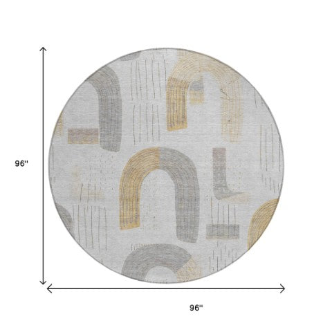 Homeroots 3' Stylish Geometric Washable Area Rug For Indoor And Outdoor Use - Durable And Stain Resistant Design Silver Polyester 618120