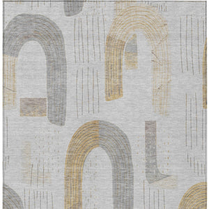 Homeroots 3' Stylish Geometric Washable Area Rug For Indoor And Outdoor Use - Durable And Stain Resistant Design Silver Polyester 618121