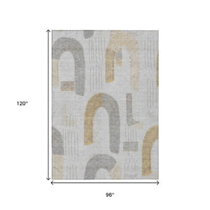 Homeroots 3' Stylish Geometric Washable Area Rug For Indoor And Outdoor Use - Durable And Stain Resistant Design Silver Polyester 618121