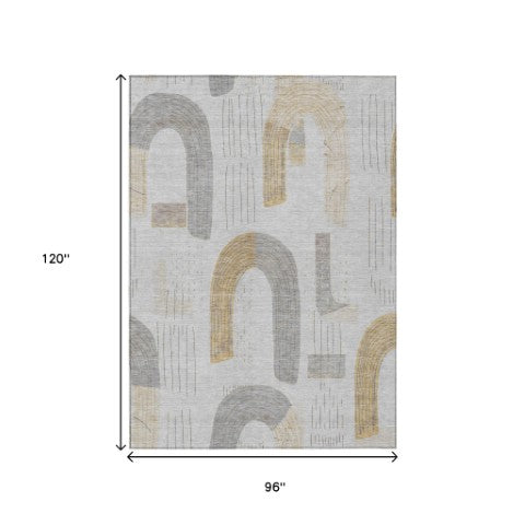 Homeroots 3' Stylish Geometric Washable Area Rug For Indoor And Outdoor Use - Durable And Stain Resistant Design Silver Polyester 618121