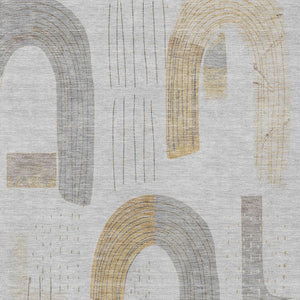 Homeroots 3' Stylish Geometric Washable Area Rug For Indoor And Outdoor Use - Durable And Stain Resistant Design Silver Polyester 618121