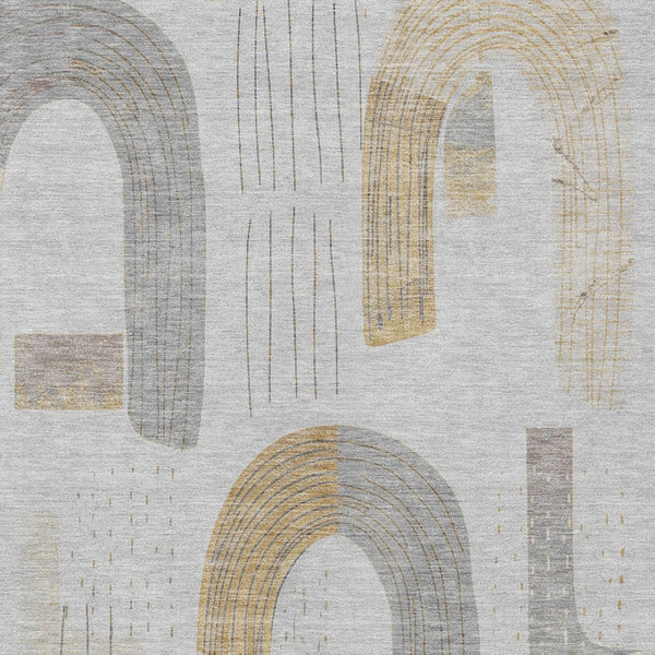 Homeroots 3' Stylish Geometric Washable Area Rug For Indoor And Outdoor Use - Durable And Stain Resistant Design Silver Polyester 618121