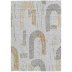 Homeroots 3' Stylish Geometric Washable Area Rug For Indoor And Outdoor Use - Durable And Stain Resistant Design Silver Polyester 618122