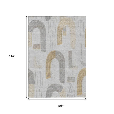 Homeroots 3' Stylish Geometric Washable Area Rug For Indoor And Outdoor Use - Durable And Stain Resistant Design Silver Polyester 618122