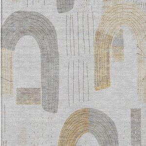 Homeroots 3' Stylish Geometric Washable Area Rug For Indoor And Outdoor Use - Durable And Stain Resistant Design Silver Polyester 618122