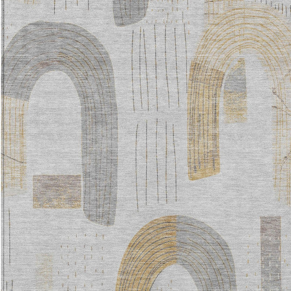 Homeroots 3' Stylish Geometric Washable Area Rug For Indoor And Outdoor Use - Durable And Stain Resistant Design Silver Polyester 618122