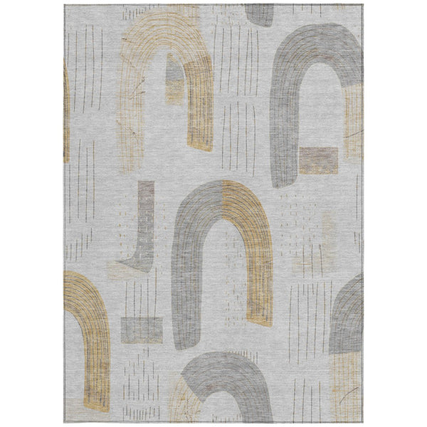 Homeroots 3' Stylish Geometric Washable Area Rug For Indoor And Outdoor Use - Durable And Stain Resistant Design Silver Polyester 618123