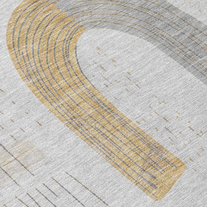 Homeroots 3' Stylish Geometric Washable Area Rug For Indoor And Outdoor Use - Durable And Stain Resistant Design Silver Polyester 618123