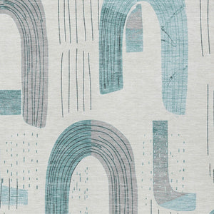 Homeroots 3' Stylish Geometric Washable Area Rug For Indoor And Outdoor Use - Durable And Stain Resistant Design Teal Polyester 618124