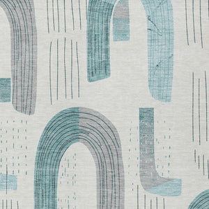 Homeroots 3' Stylish Geometric Washable Area Rug For Indoor And Outdoor Use - Durable And Stain Resistant Design Teal Polyester 618127