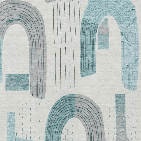 Homeroots 3' Stylish Geometric Washable Area Rug For Indoor And Outdoor Use - Durable And Stain Resistant Design Teal Polyester 618128