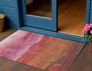 Homeroots 3' Abstract Washable Area Rug - Stylish Blush Mauve & Rust Design For Indoor & Outdoor Spaces Blush Polyester 618130