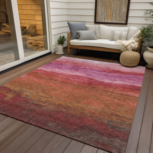 Homeroots 3' Abstract Washable Area Rug - Stylish Blush Mauve & Rust Design For Indoor & Outdoor Spaces Blush Polyester 618130