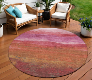 Homeroots 3' Abstract Washable Area Rug - Stylish Blush Mauve & Rust Design For Indoor & Outdoor Spaces Blush Polyester 618132