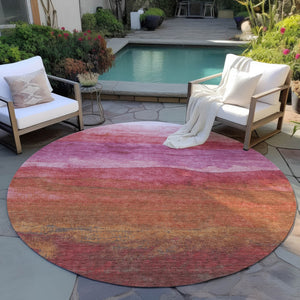 Homeroots 3' Abstract Washable Area Rug - Stylish Blush Mauve & Rust Design For Indoor & Outdoor Spaces Blush Polyester 618132