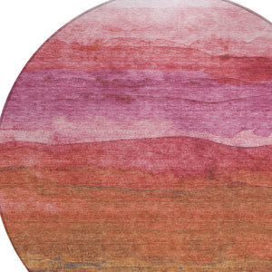 Homeroots 3' Abstract Washable Area Rug - Stylish Blush Mauve & Rust Design For Indoor & Outdoor Spaces Blush Polyester 618132