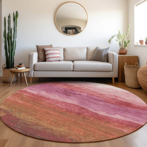 Homeroots 3' Abstract Washable Area Rug - Stylish Blush Mauve & Rust Design For Indoor & Outdoor Spaces Blush Polyester 618132