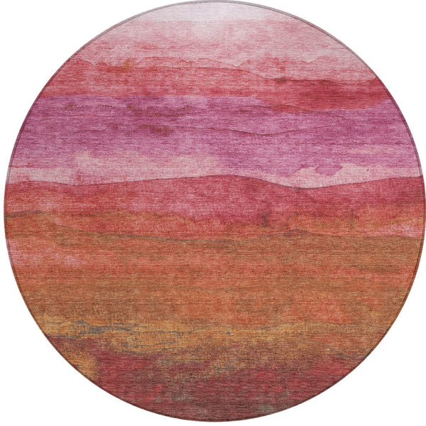 Homeroots 3' Abstract Washable Area Rug - Stylish Blush Mauve & Rust Design For Indoor & Outdoor Spaces Blush Polyester 618132
