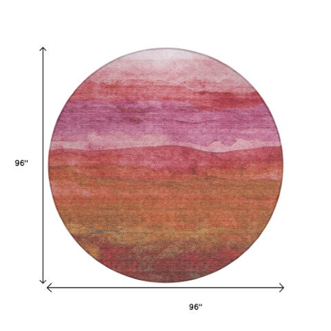 Homeroots 3' Abstract Washable Area Rug - Stylish Blush Mauve & Rust Design For Indoor & Outdoor Spaces Blush Polyester 618132