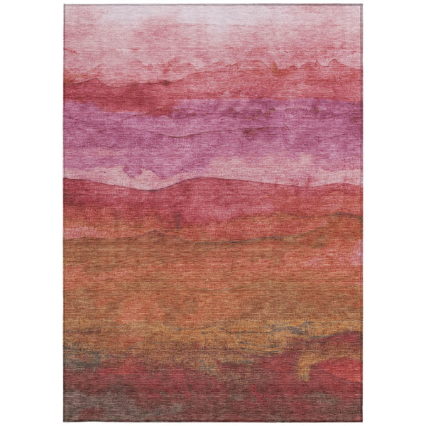 Homeroots 3' Abstract Washable Area Rug - Stylish Blush Mauve & Rust Design For Indoor & Outdoor Spaces Blush Polyester 618133