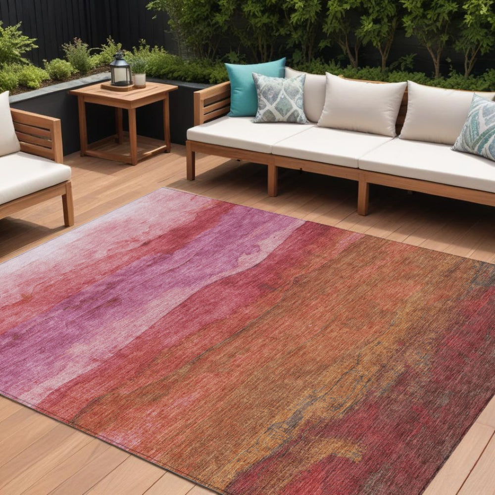 HomeRoots 5' Stylish Blush Mauve and Rust Abstract Area Rug - Durable, Washable, Perfect for Indoor/Outdoor Use 8' X 10' 618133