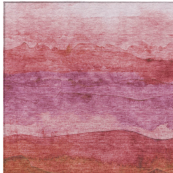 Homeroots 3' Abstract Washable Area Rug - Stylish Blush Mauve & Rust Design For Indoor & Outdoor Spaces Blush Polyester 618133