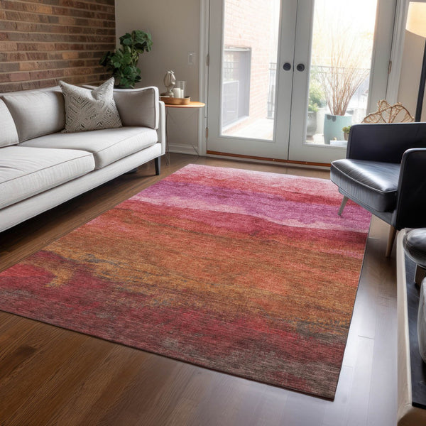 Homeroots 3' Abstract Washable Area Rug - Stylish Blush Mauve & Rust Design For Indoor & Outdoor Spaces Blush Polyester 618133