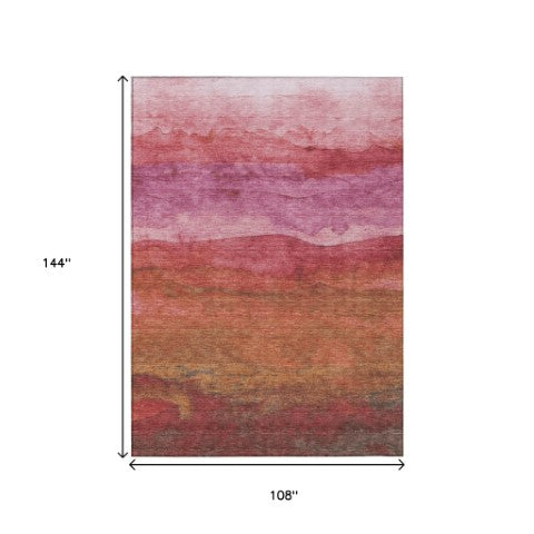 Homeroots 3' Abstract Washable Area Rug - Stylish Blush Mauve & Rust Design For Indoor & Outdoor Spaces Blush Polyester 618134