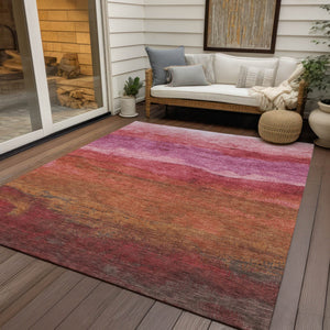 Homeroots 3' Abstract Washable Area Rug - Stylish Blush Mauve & Rust Design For Indoor & Outdoor Spaces Blush Polyester 618134