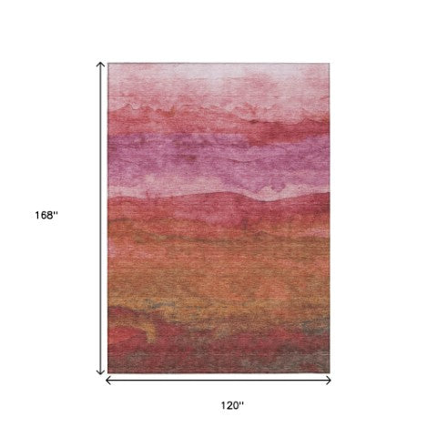 Homeroots 3' Abstract Washable Area Rug - Stylish Blush Mauve & Rust Design For Indoor & Outdoor Spaces Blush Polyester 618135