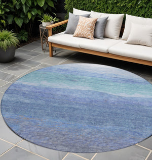 Homeroots 3' Abstract Washable Area Rug - Stylish Blush Mauve & Rust Design For Indoor & Outdoor Spaces Blue Polyester 618138