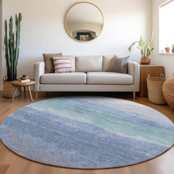 Homeroots 3' Abstract Washable Area Rug - Stylish Blush Mauve & Rust Design For Indoor & Outdoor Spaces Blue Polyester 618138