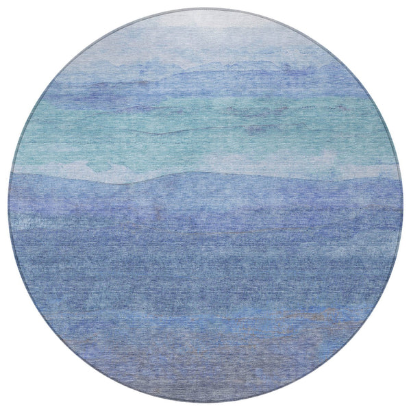 Homeroots 3' Abstract Washable Area Rug - Stylish Blush Mauve & Rust Design For Indoor & Outdoor Spaces Blue Polyester 618138