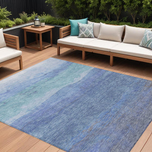 Homeroots 3' Abstract Washable Area Rug - Stylish Blush Mauve & Rust Design For Indoor & Outdoor Spaces Blue Polyester 618139