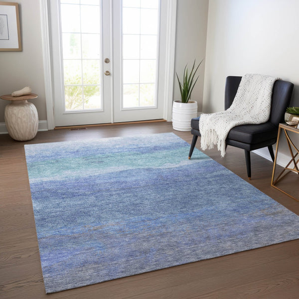 Homeroots 3' Abstract Washable Area Rug - Stylish Blush Mauve & Rust Design For Indoor & Outdoor Spaces Blue Polyester 618139