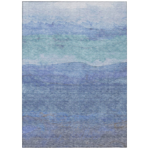 HomeRoots 5' Abstract Blue Teal Area Rug - Washable, Stain-Resistant, Ideal for Indoor & Outdoor Spaces 10' X 14' 618141