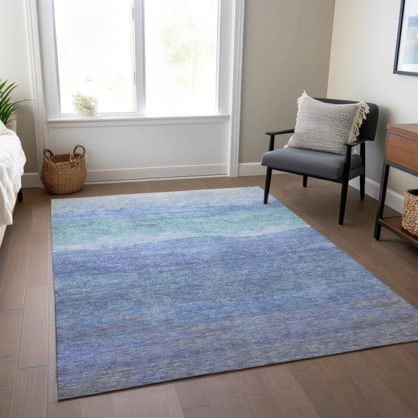 Homeroots 3' Abstract Washable Area Rug - Stylish Blush Mauve & Rust Design For Indoor & Outdoor Spaces Blue Polyester 618141