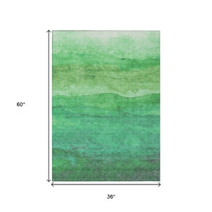 Homeroots 3' Abstract Washable Area Rug - Stylish Blush Mauve & Rust Design For Indoor & Outdoor Spaces Green Polyester 618142