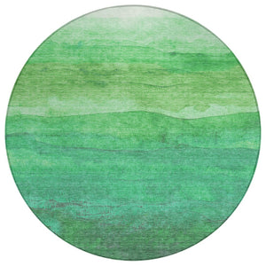HomeRoots 5' Contemporary Green and Mint Abstract Washable Area Rug for Indoor and Outdoor Spaces 8' Round 618144