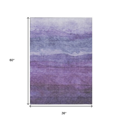 Homeroots 3' Abstract Washable Area Rug - Stylish Blush Mauve & Rust Design For Indoor & Outdoor Spaces Purple Polyester 618148