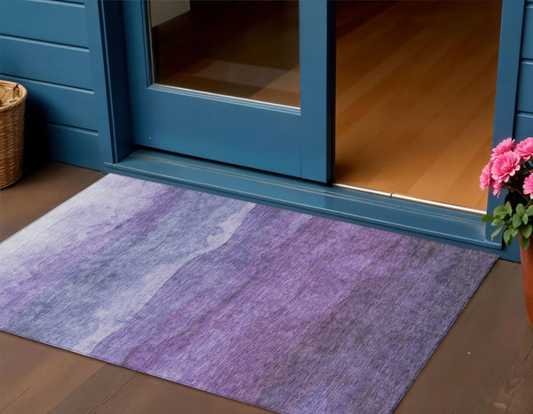 Homeroots 3' Abstract Washable Area Rug - Stylish Blush Mauve & Rust Design For Indoor & Outdoor Spaces Purple Polyester 618148