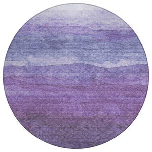 HomeRoots 5' Purple and Lavender Abstract Area Rug - Durable, Washable Design for Indoor and Outdoor Spaces 8' Round 618150