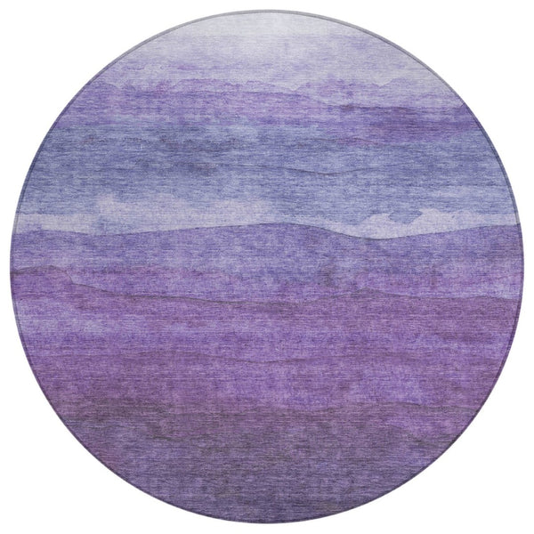 HomeRoots 5' Purple and Lavender Abstract Area Rug - Durable, Washable Design for Indoor and Outdoor Spaces 8' Round 618150