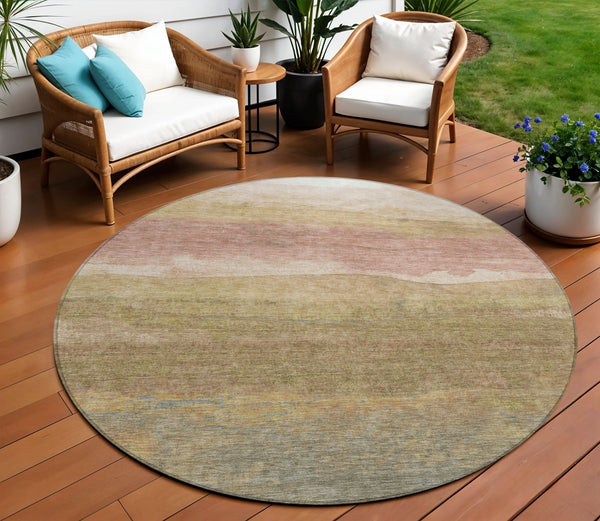 Homeroots 3' Abstract Washable Area Rug - Stylish Blush Mauve & Rust Design For Indoor & Outdoor Spaces Tan Polyester 618156