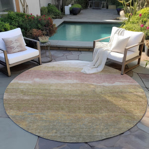 Homeroots 3' Abstract Washable Area Rug - Stylish Blush Mauve & Rust Design For Indoor & Outdoor Spaces Tan Polyester 618156